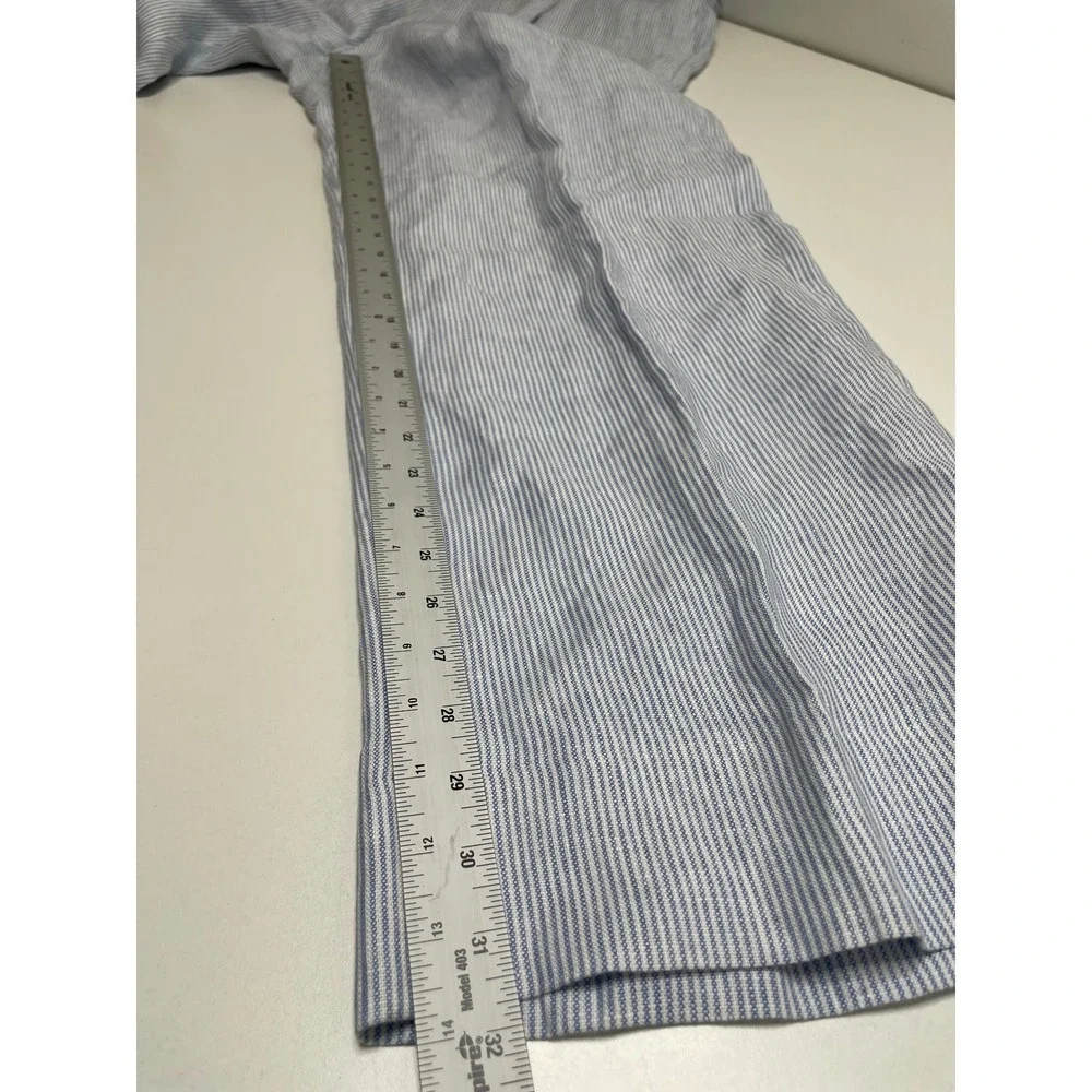 New Banana Republic Blue White Striped‎ Linen Pleated Trousers 38 Beach Coastal